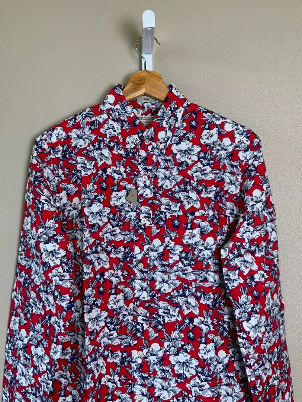 J. Crew Floral Slim Stretch Secret Wash Organic Cotton Button Down Shirt